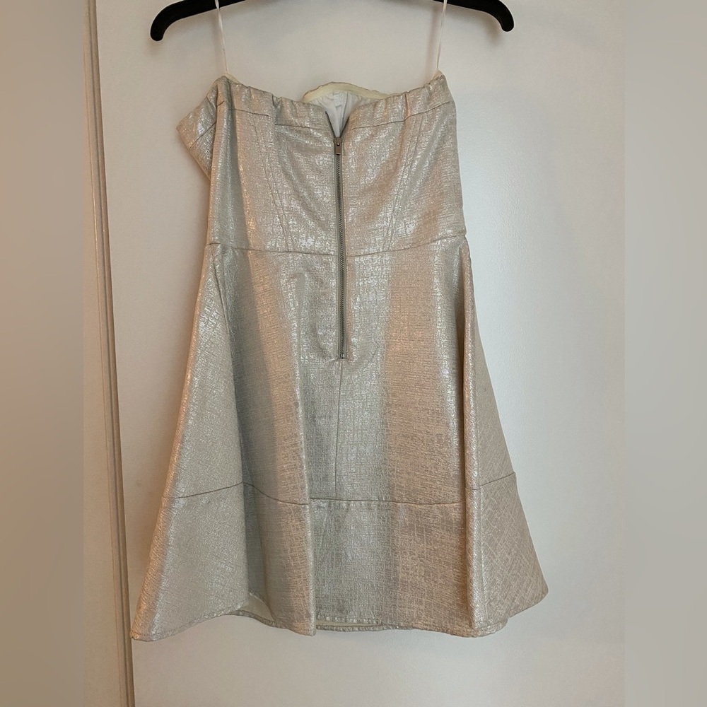 Pearl white strapless mini dress